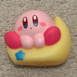 Kirby on Yellow Moon Vinyl Figurine Pink Yellow Bandai Kirby Friends Series 3